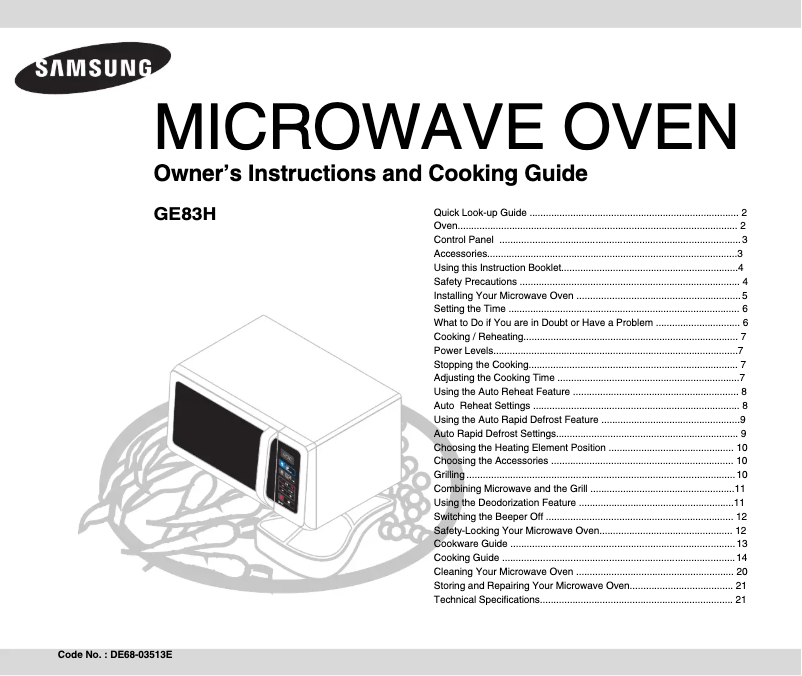 Page 1 of the manual User Manual Samsung GE83H