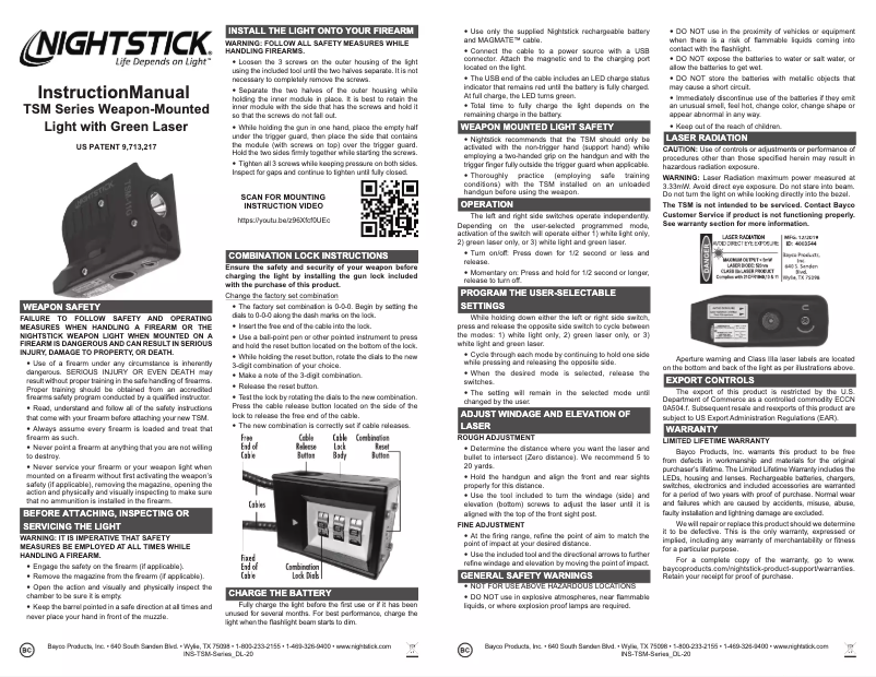 Page 1 of the manual User Manual NightStick TSM-14G
