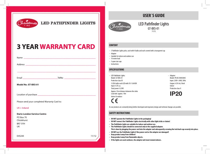 Page 1 of the manual User Manual Christmas Time GT-GS24-01