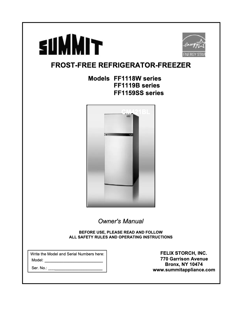 Page 1 of the manual Installation Guide Summit FF1119