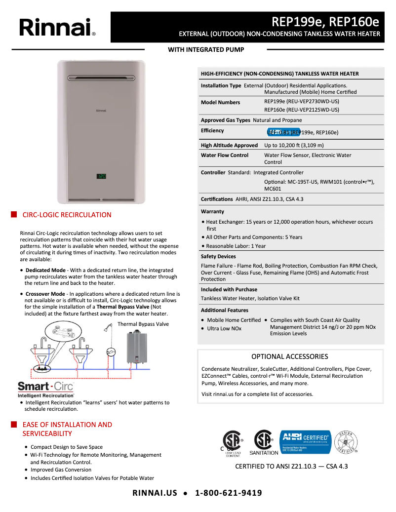 First page image of the manual for REP160eN