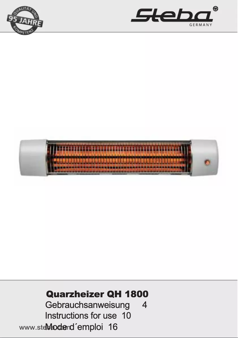 Page 1 of the manual User Manual Steba QH 1800