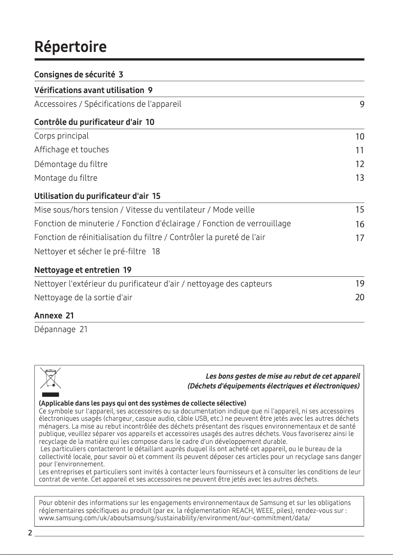 Page 1 of the manual User Manual Samsung AX40R3030WM