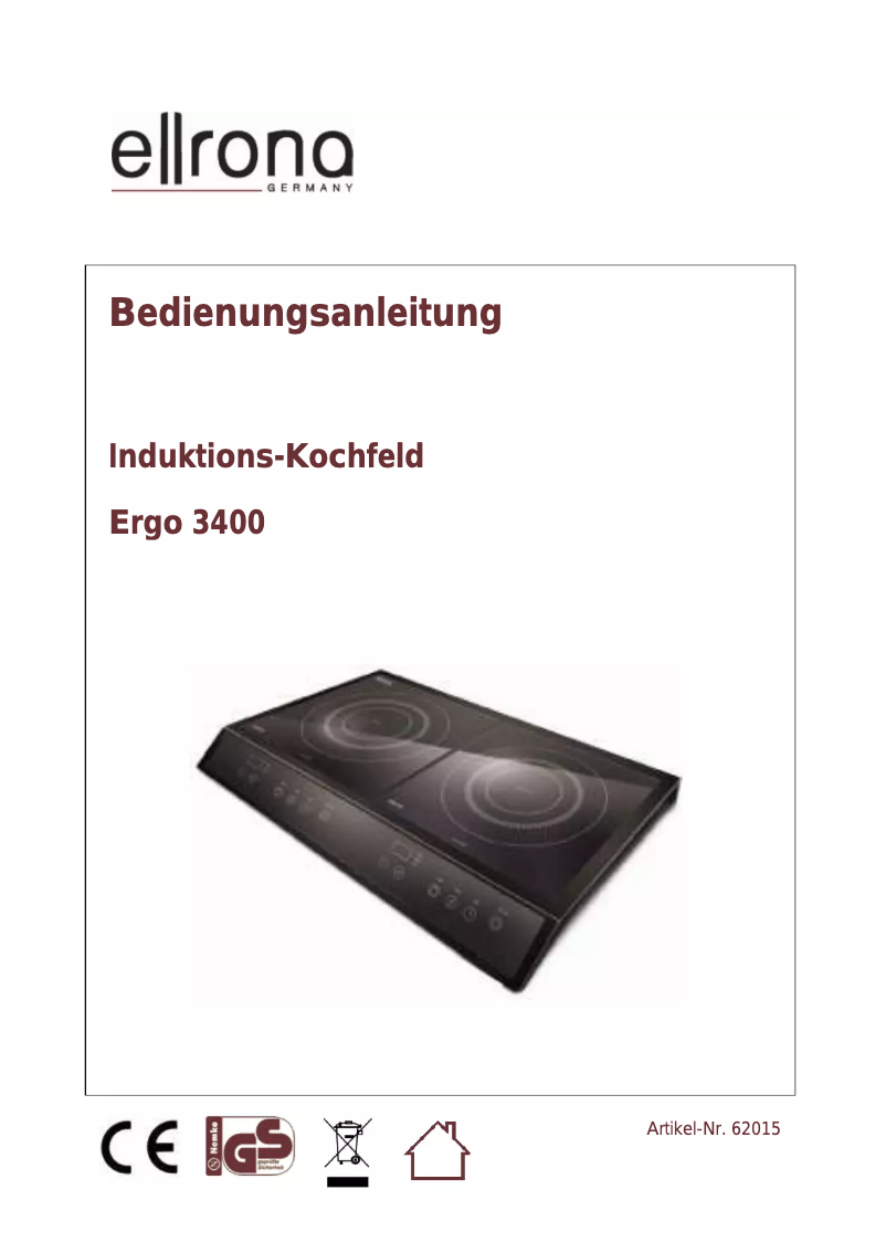 Page 1 of the manual User Manual Ellrona Ergo 3400