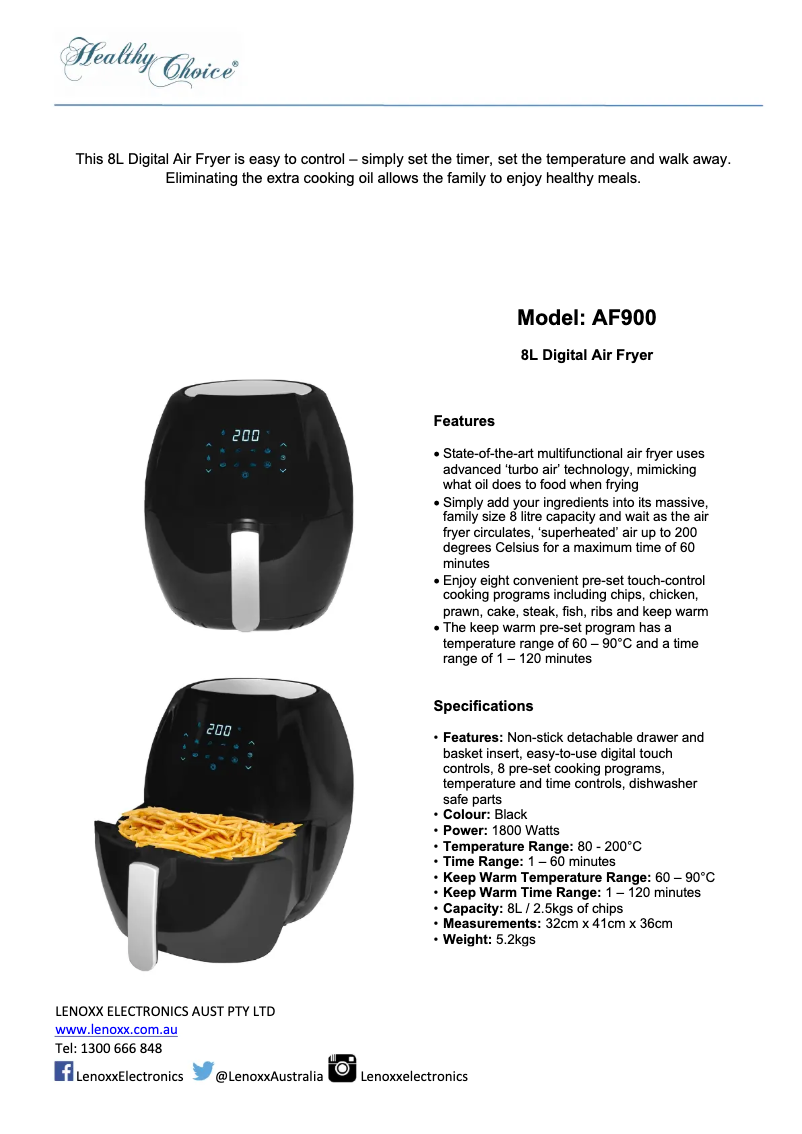 First page image of the manual for AF900