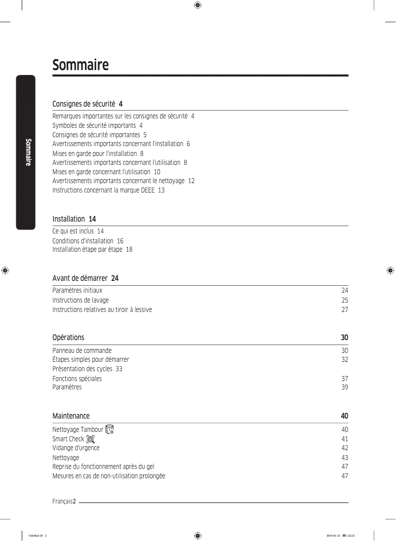 Page 1 of the manual User Manual Samsung WW80K5413WW