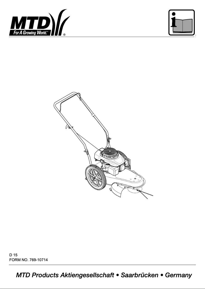 Page 1 of the manual User Manual MTD WST 5522