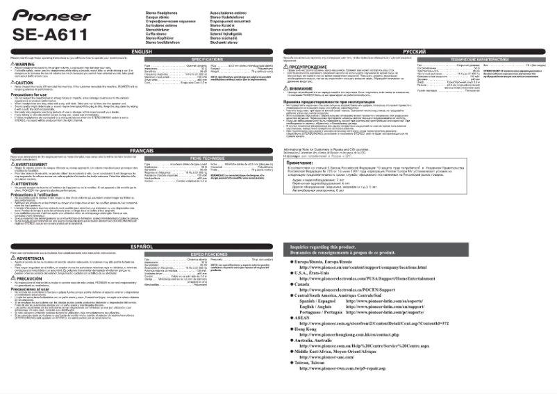 First page image of the manual for SE-A611
