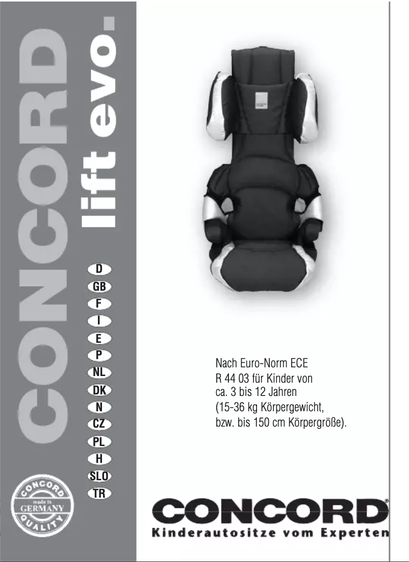Page 1 of the manual User Manual Concord Lift evo