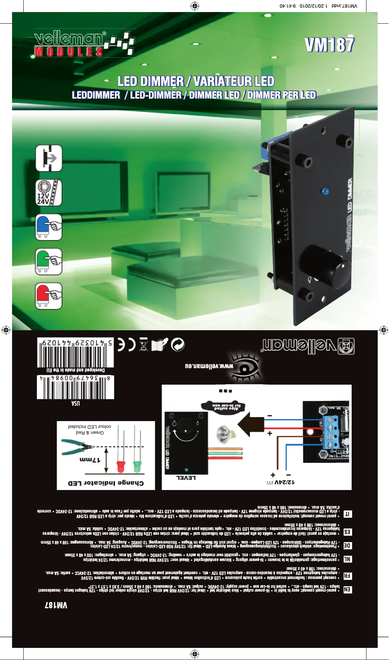 Page 1 de la notice Manuel utilisateur Velleman VM187