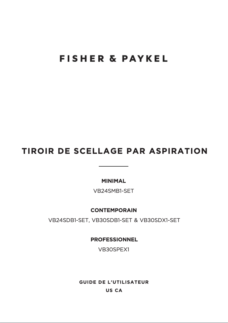 Page 1 of the manual User Manual Fisher & Paykel VB30SDX1-SET