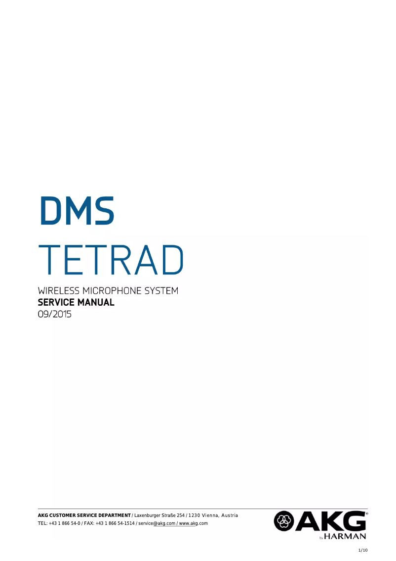 Page 1 of the manual User Manual AKG DHT Tetrad D5