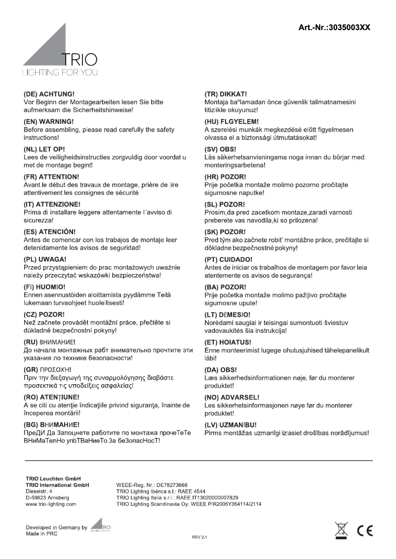 First page image of the manual for Zandor 303500332