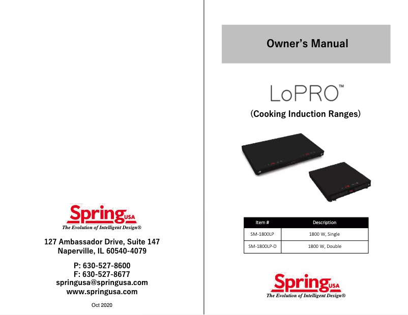 Page 1 of the manual User Manual Spring USA SM-1800LP