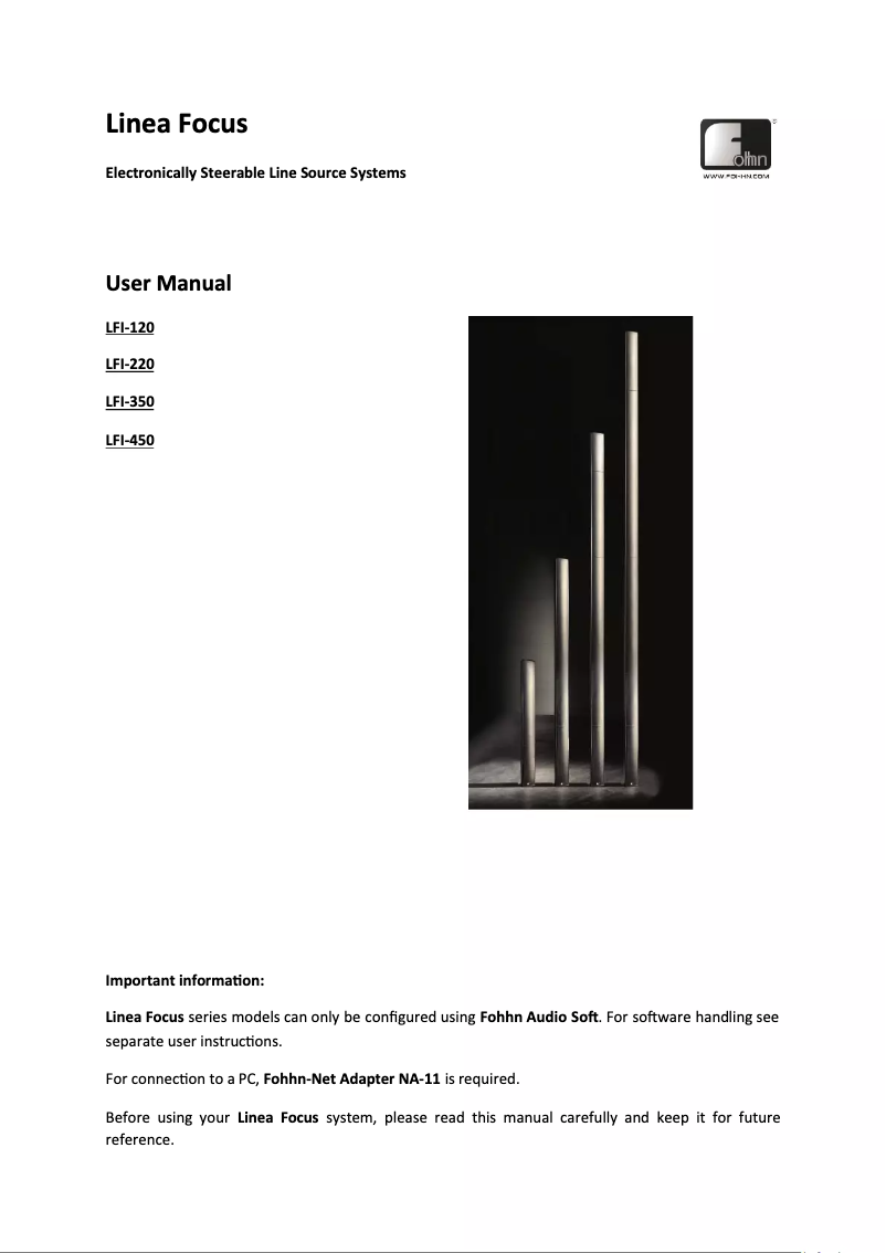 First page image of the manual for ALS-LFI120