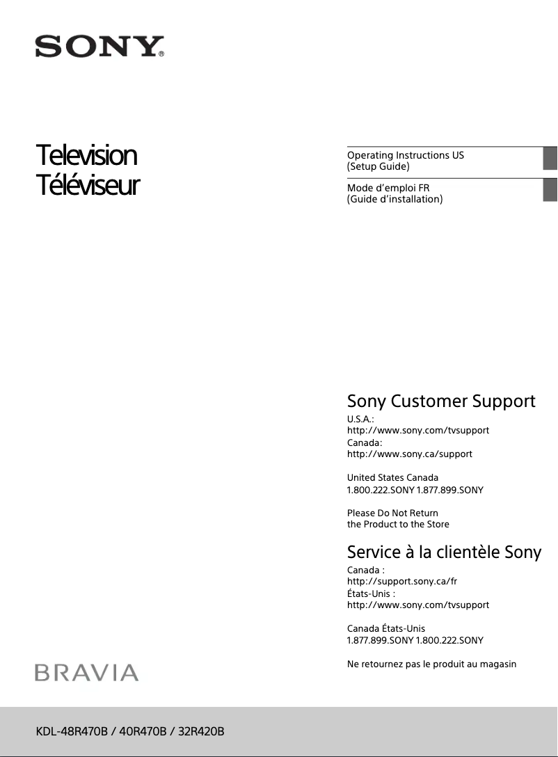 Page 1 of the manual User Manual Sony KDL-32R420B