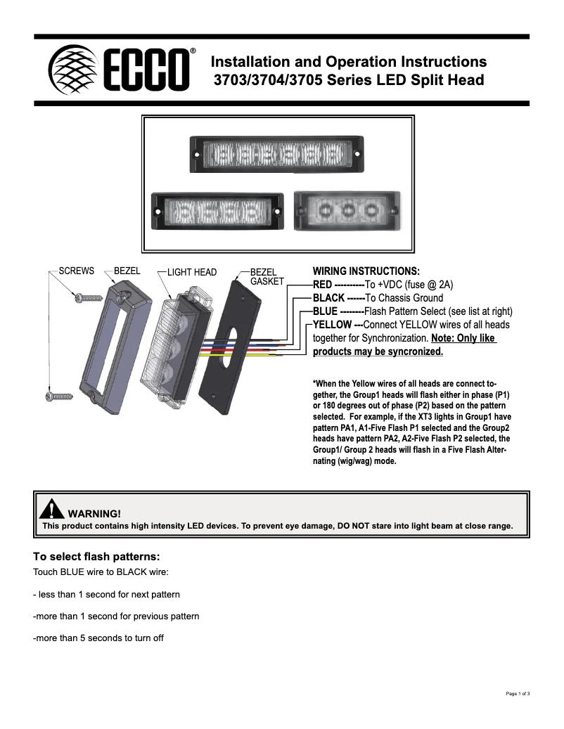 Page 1 of the manual User Manual ECCO ED3705