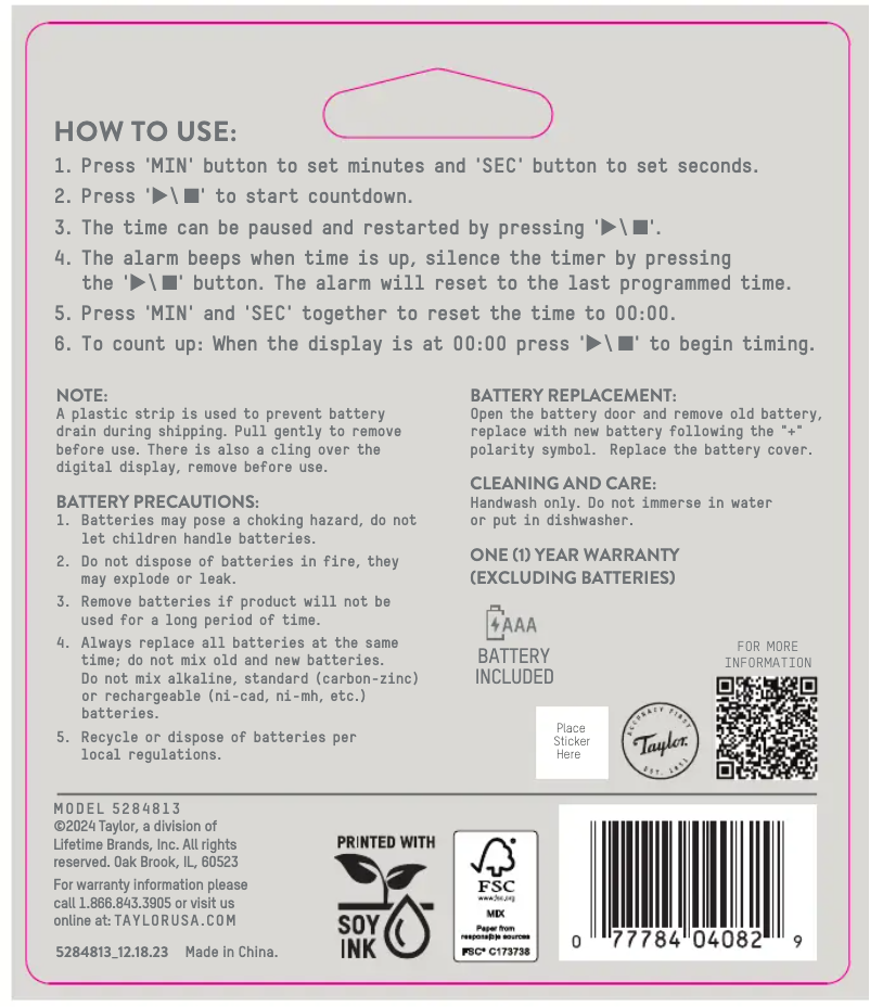 First page image of the manual for 5284813