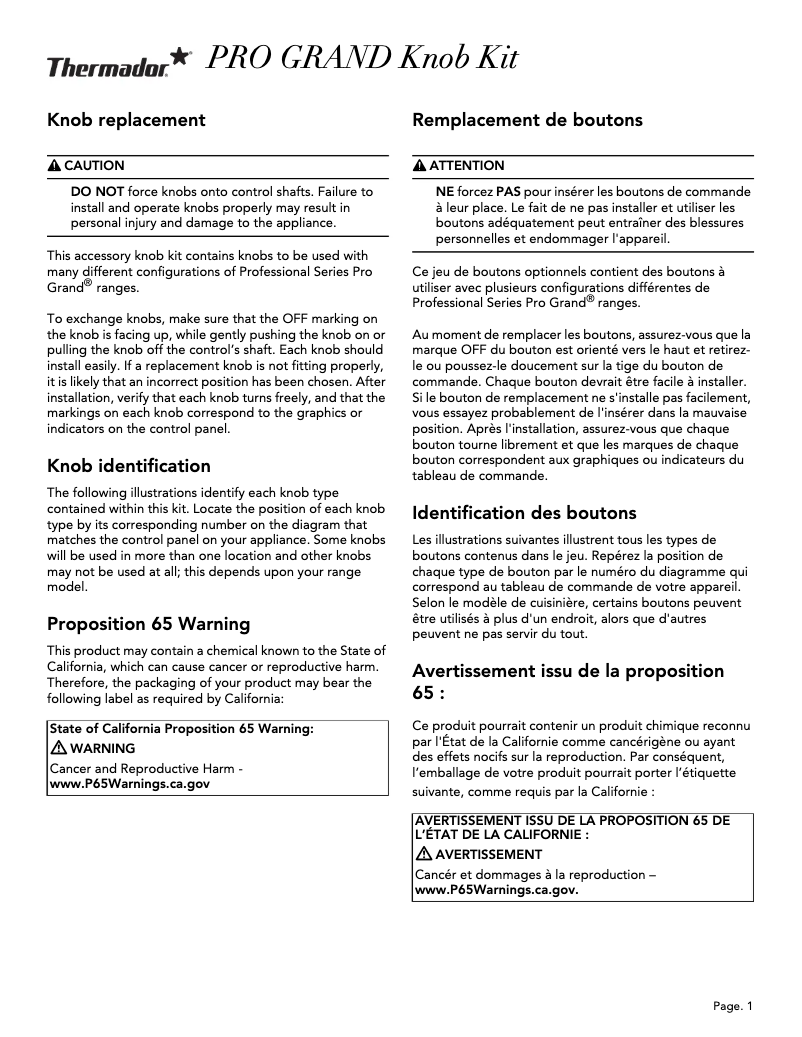 Page 1 of the manual User Manual Thermador PARKB60SGY