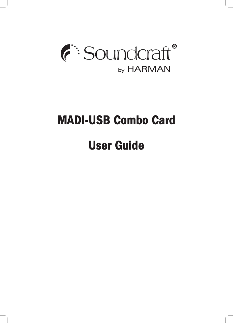 Page 1 of the manual User Manual Soundcraft MADI-USB