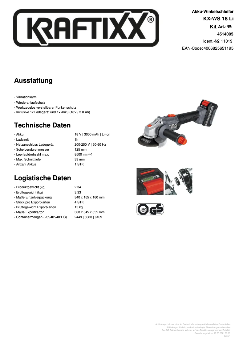 First page image of the manual for KX-WS 18 Li