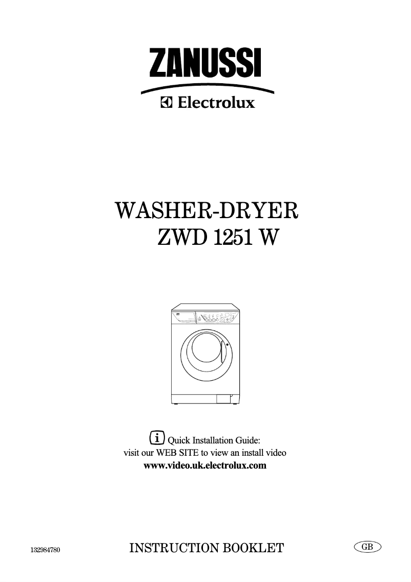 Page 1 of the manual User Manual Zanussi-Electrolux ZWD1251W