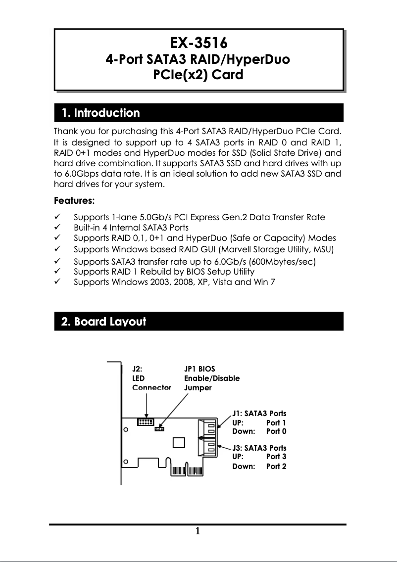 Page 1 of the manual User Manual EXSYS EX-3516