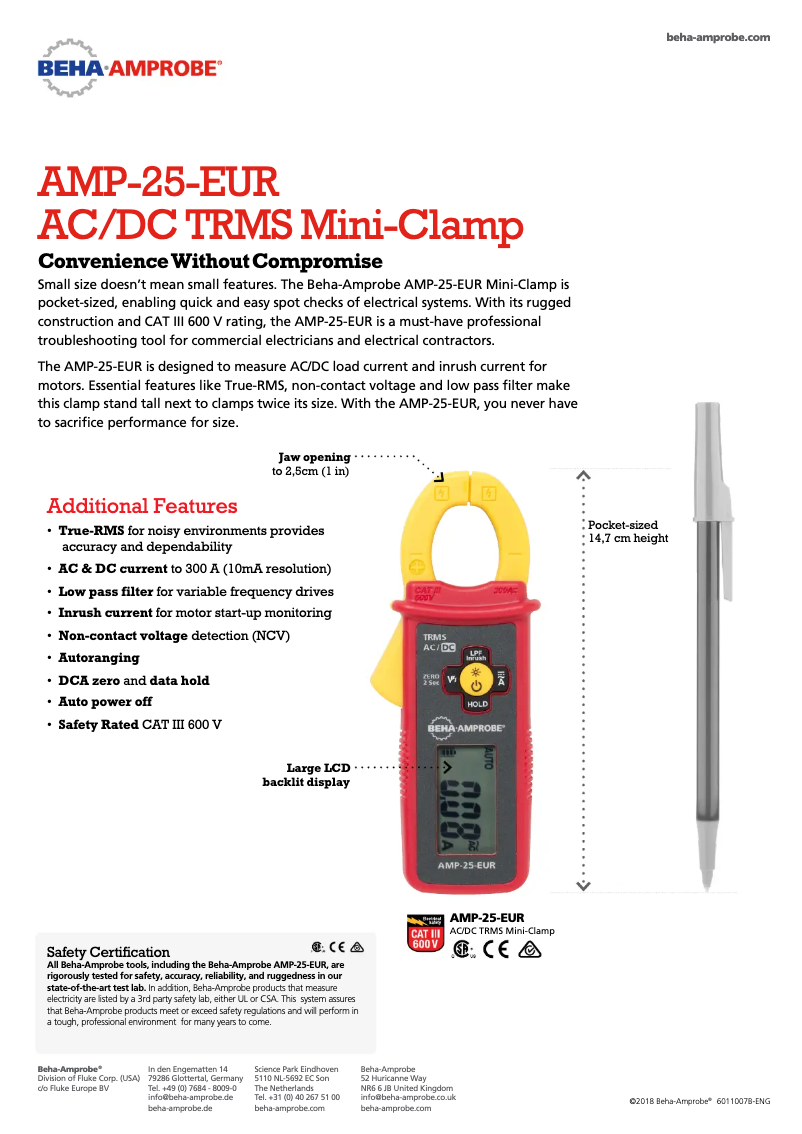 First page image of the manual for AMP-25-EUR