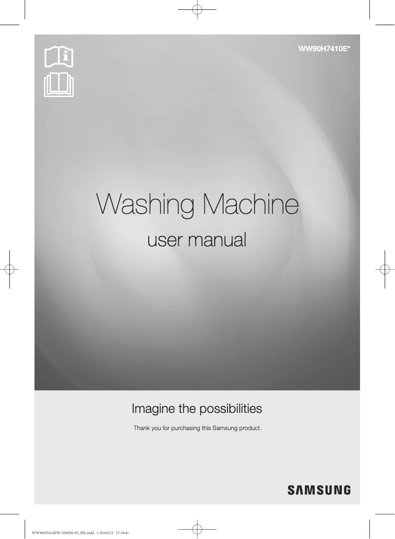 Page 1 of the manual User Manual Samsung WW90H7410EX