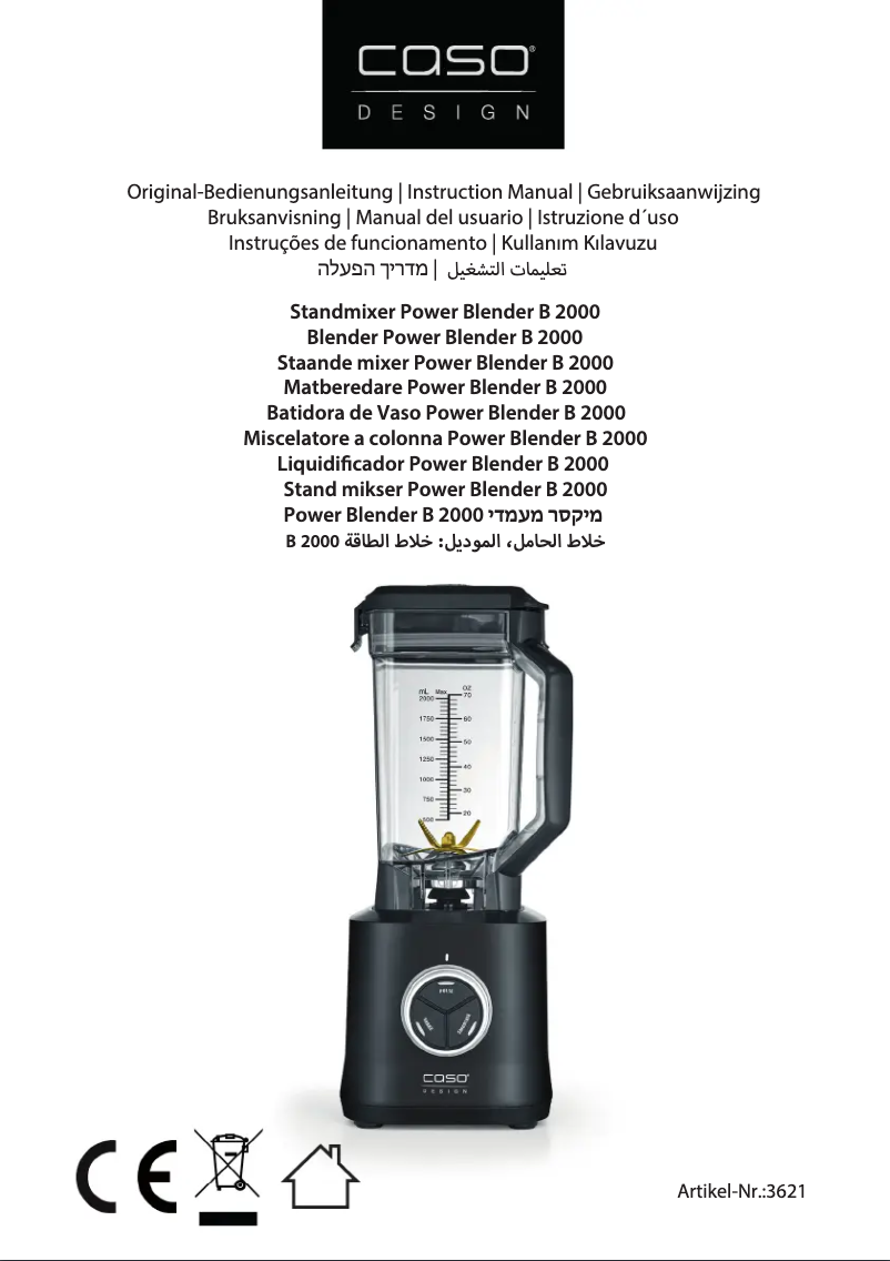 Page 1 of the manual User Manual Caso Power Blender B 2000