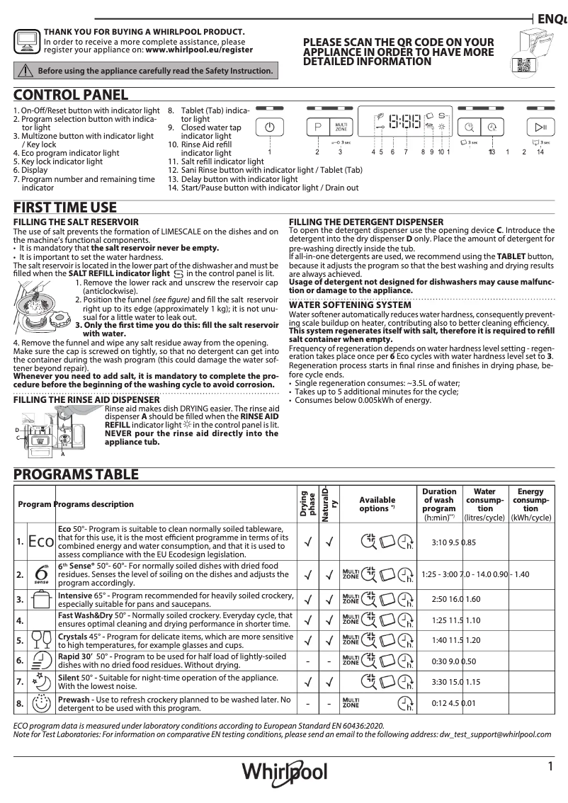 First page image of the manual for WFC 3C33 F X