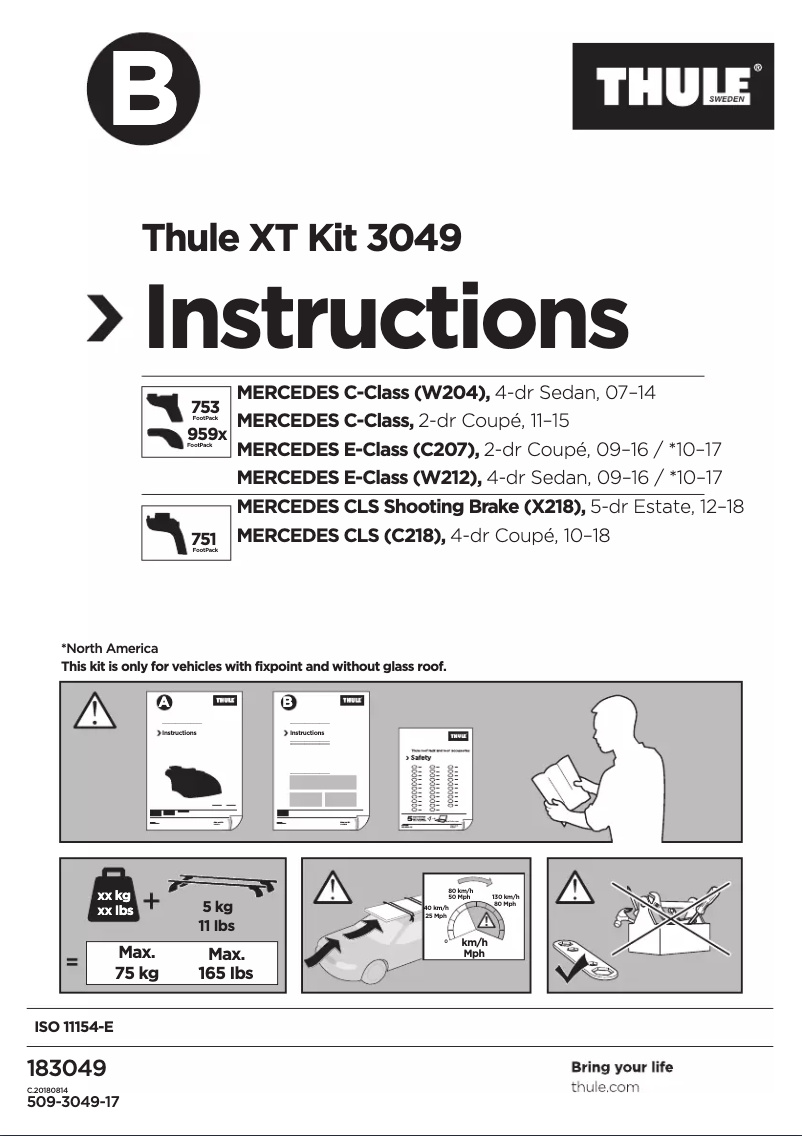 Page 1 of the manual User Manual Thule XT Kit 3049