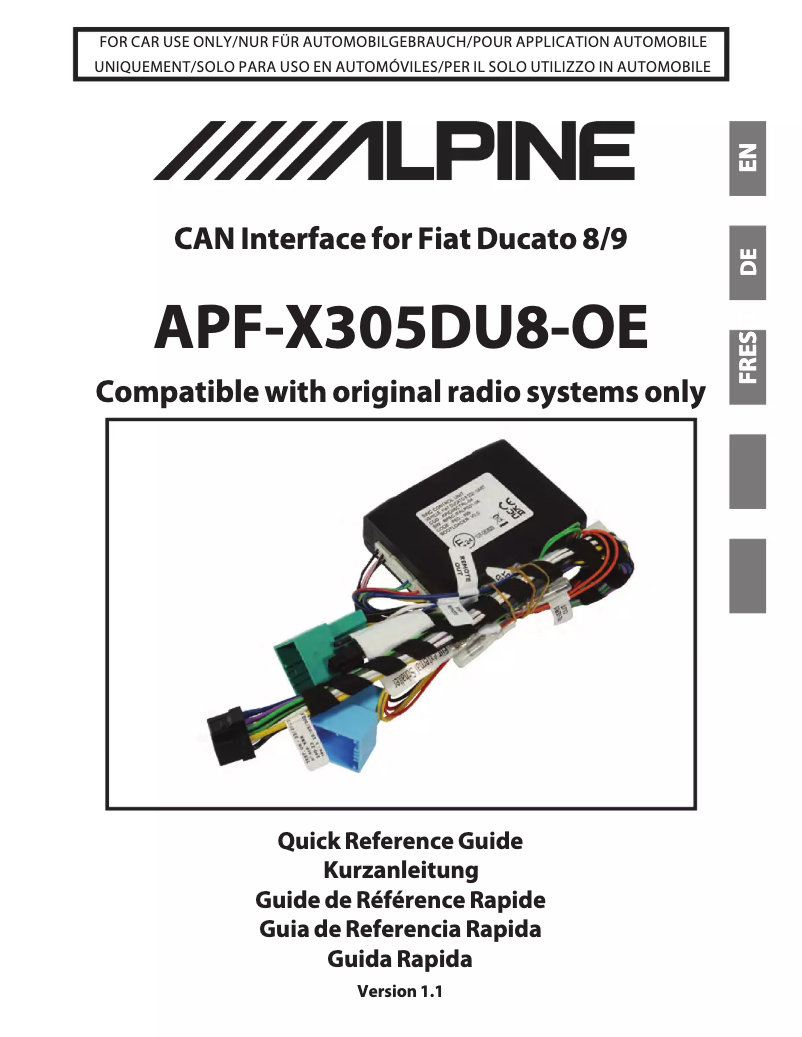 Page 1 of the manual User Manual Alpine APF-X305DU8-OE