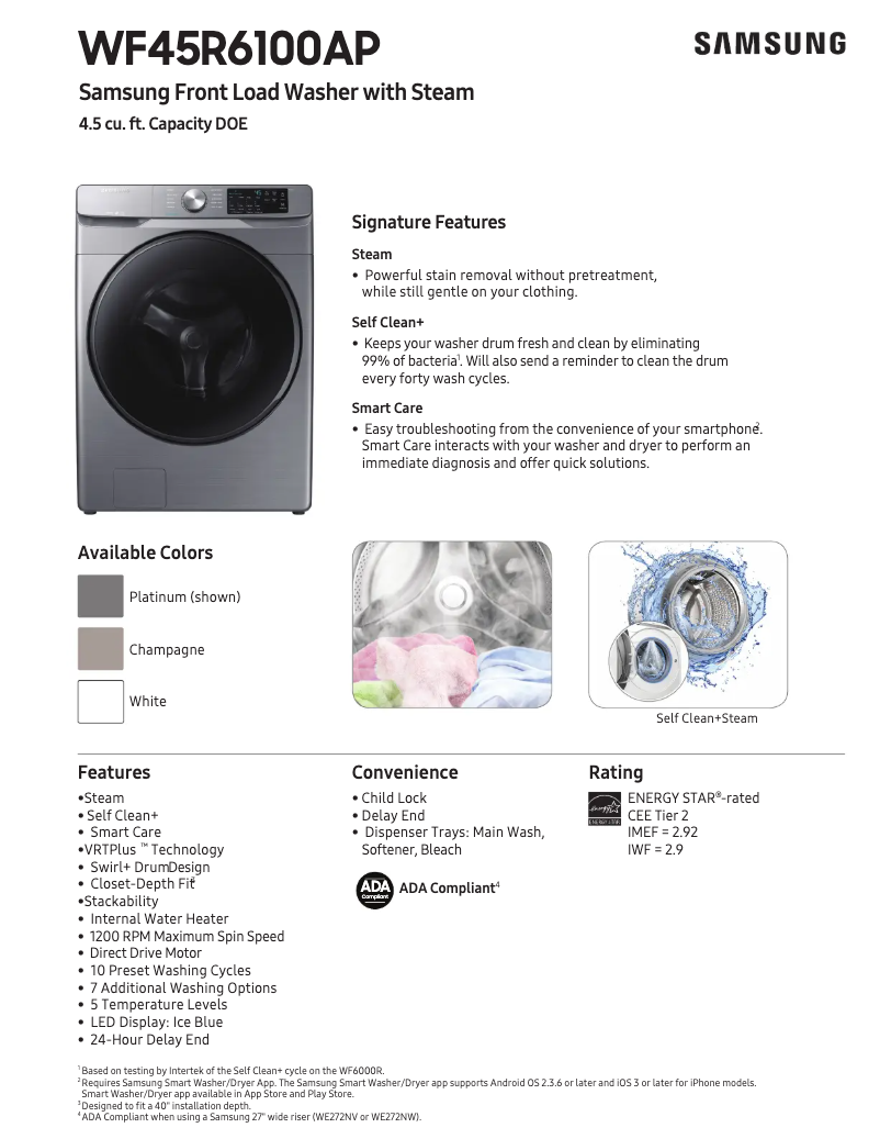 First page image of the manual for WF45R6100AP