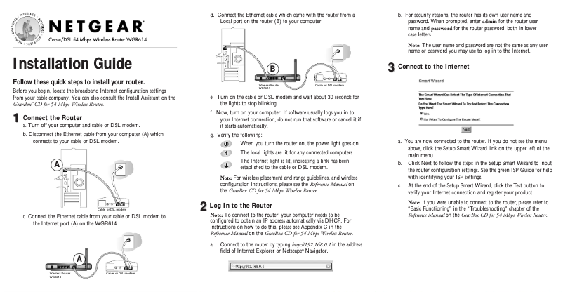 Page 1 of the manual Installation Guide Netgear WGR614