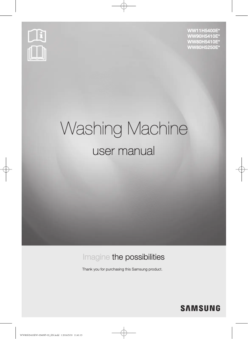 First page image of the manual for WW90H5410ES