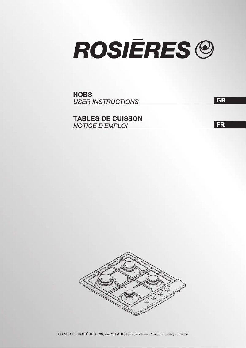 Page 1 of the manual User Manual Rosieres RTL 64 EM FA