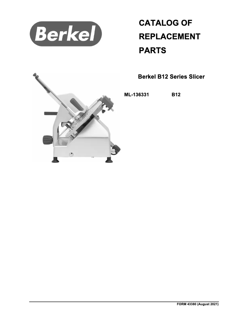 Page 1 of the manual Catalogue Berkel B12-SLC