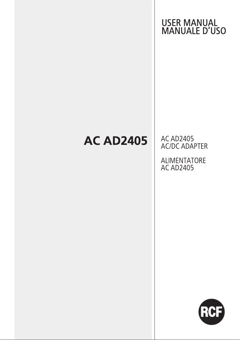 First page image of the manual for AC AD2405