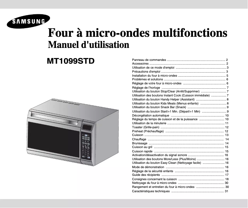 First page image of the manual for MT1099STD