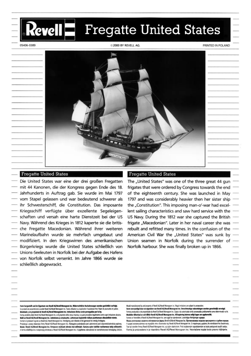 First page image of the manual for Fregate 'USS United States'