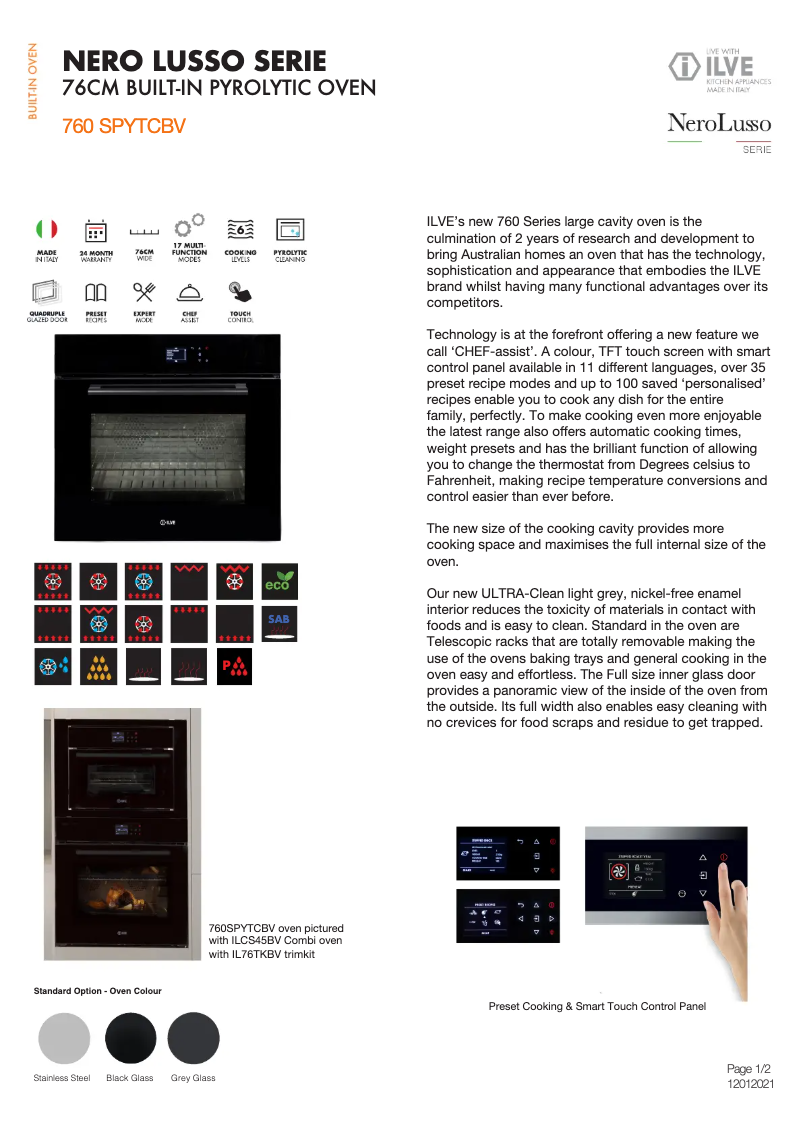 First page image of the manual for 760SPYTCBV