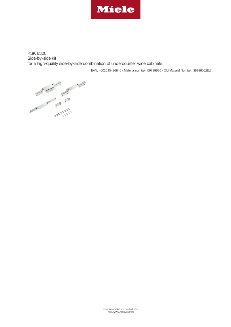 Page 1 of the manual Technical Sheet Miele KSK 6300