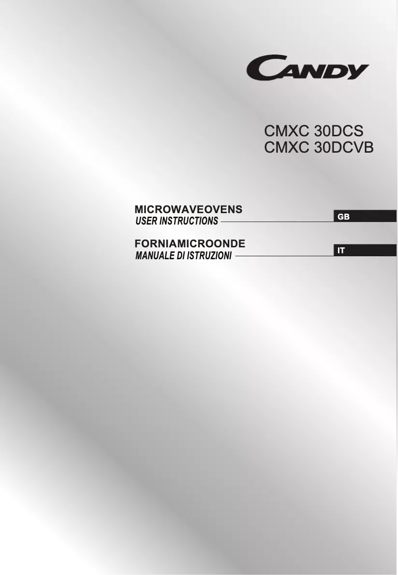 Page 1 of the manual User Manual Candy CMXC 30DCVB