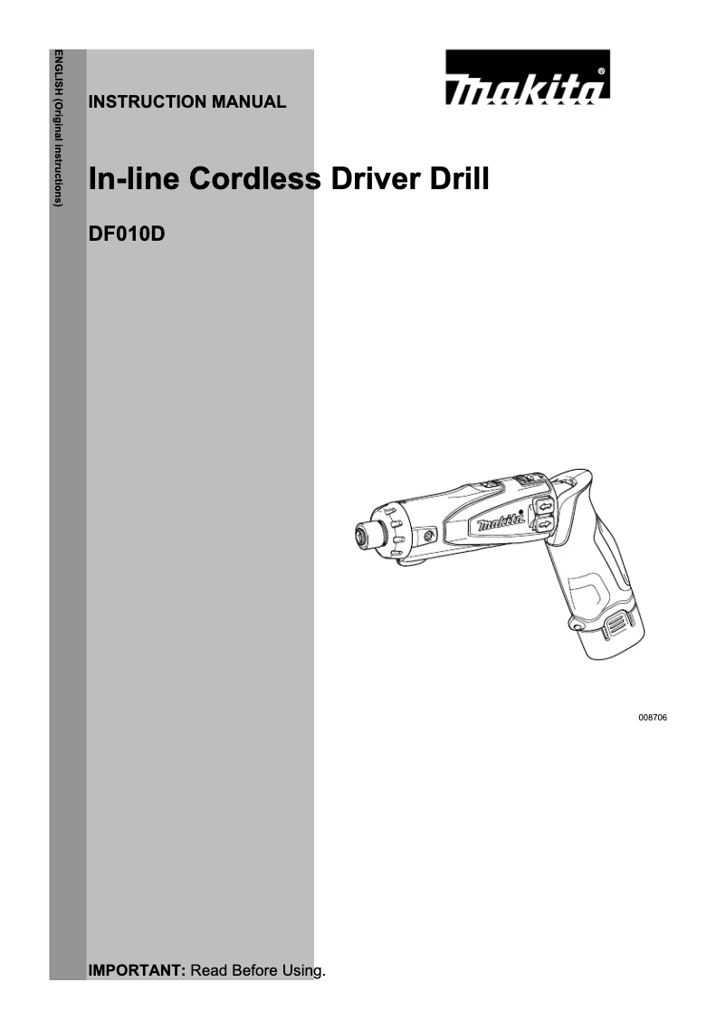 First page image of the manual for DF010DSE