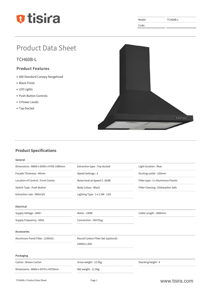 First page image of the manual for TCH60B