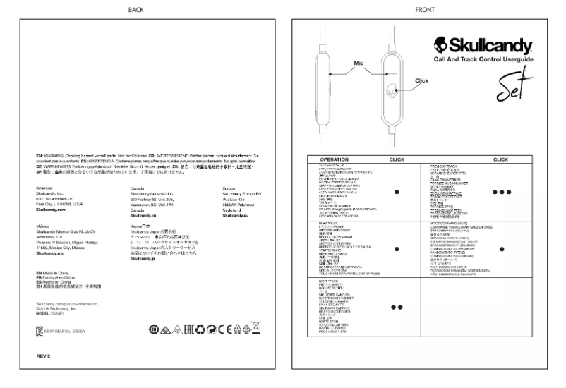 Page 1 of the manual User Manual Skullcandy Set