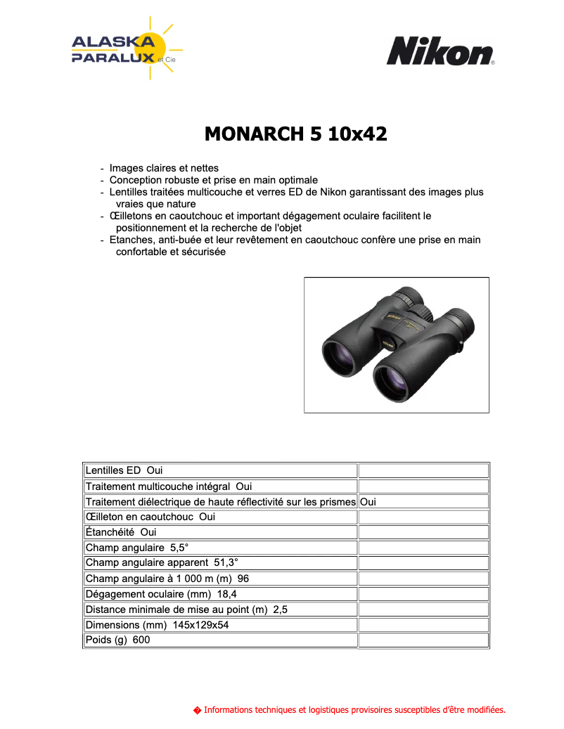 First page image of the manual for Monarch M5 10x42