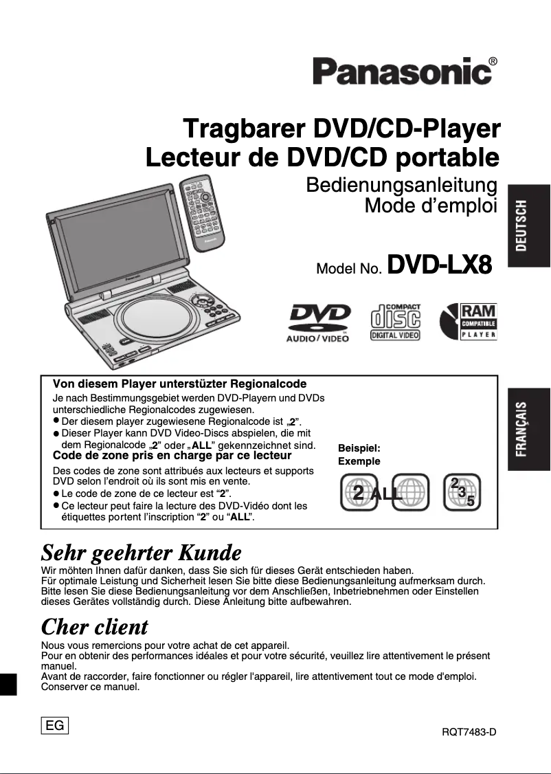 Page 1 of the manual User Manual Panasonic DVD-LX8