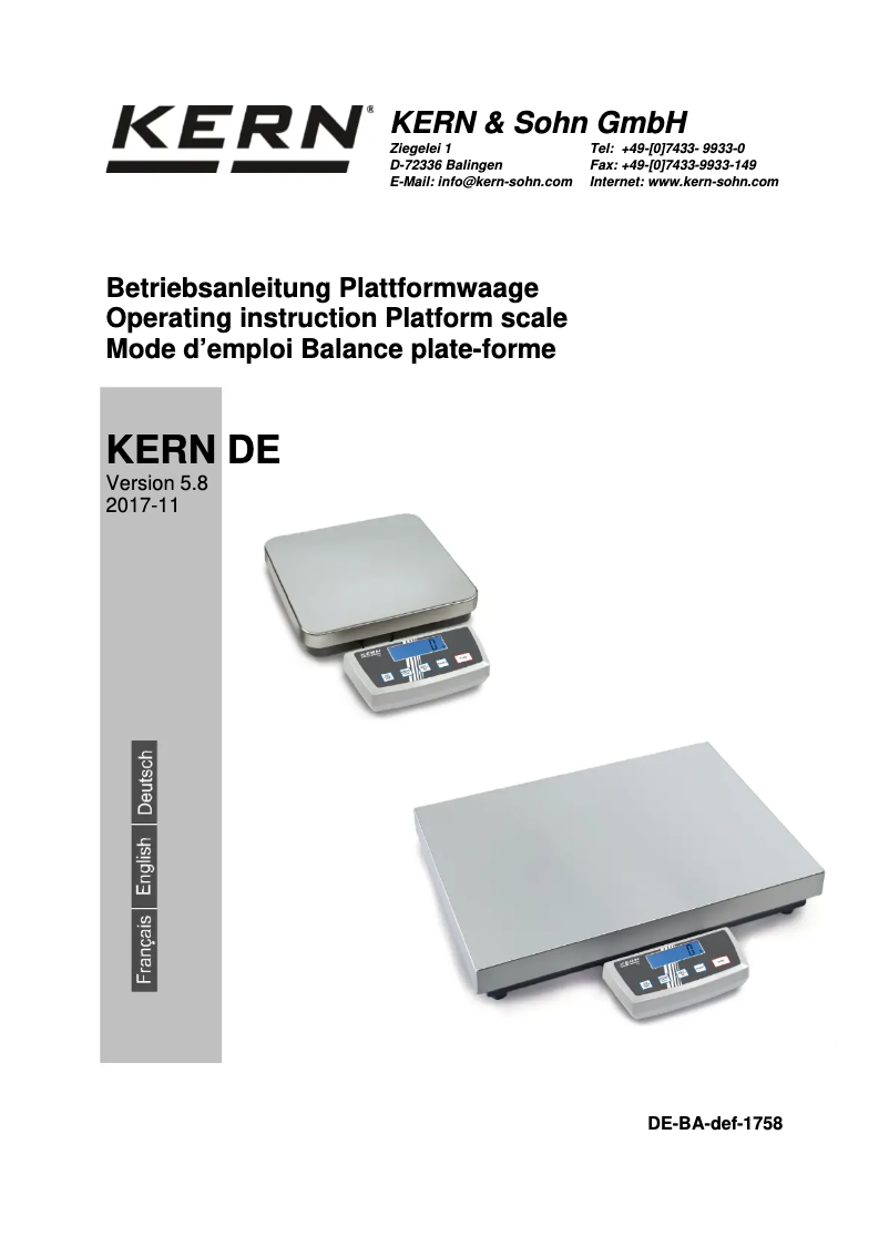 First page image of the manual for DE 150K20D